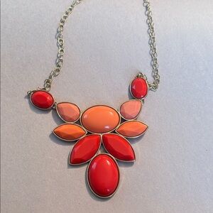 Bold Red and Orange Statement Necklace